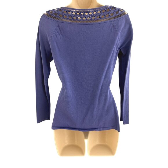 Boston Proper Periwinkle Illusion Neckline Knit Sweater Top Shirt Size XS - Picture 3 of 6